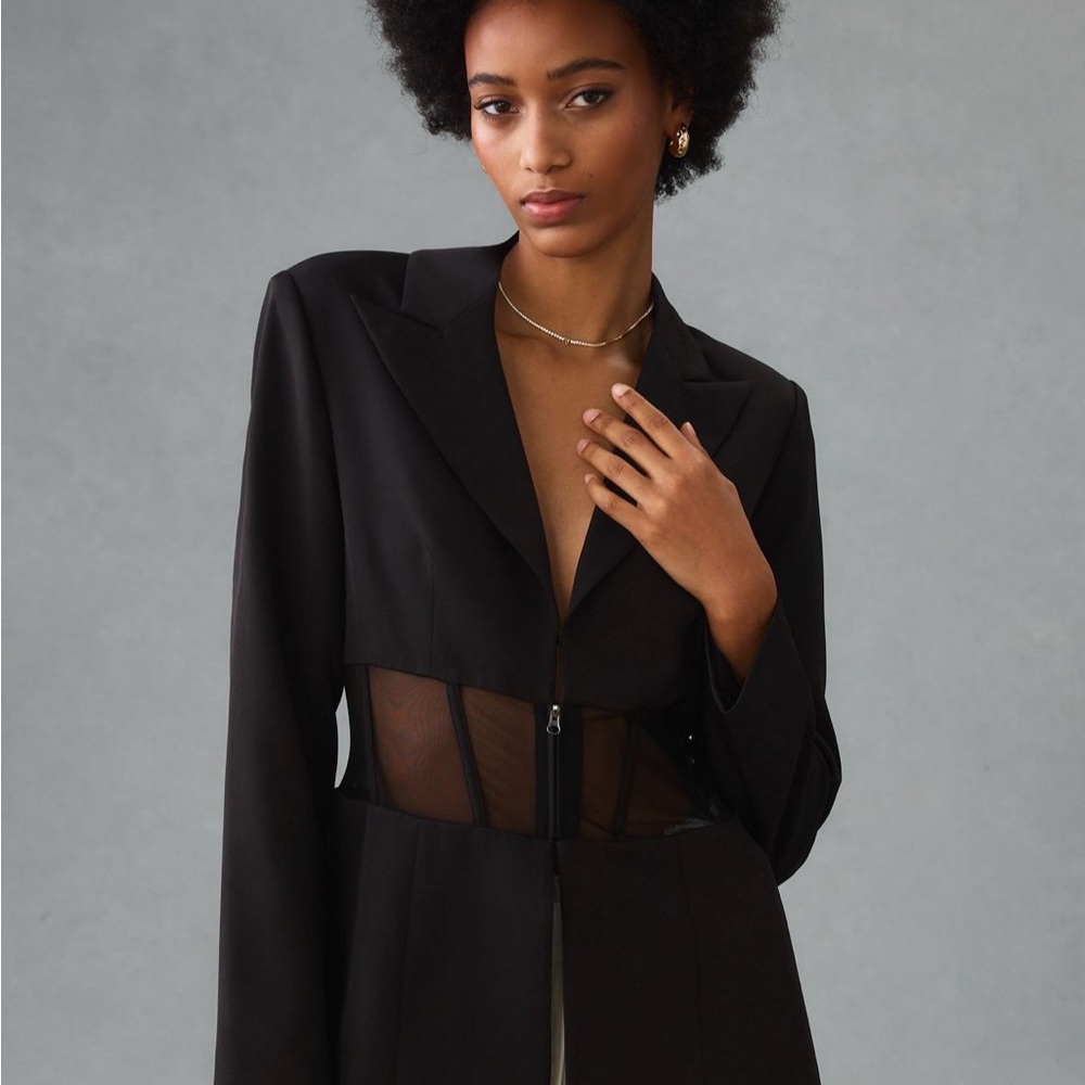 Anthropologie Dolan Black Mesh Panel Blazer
